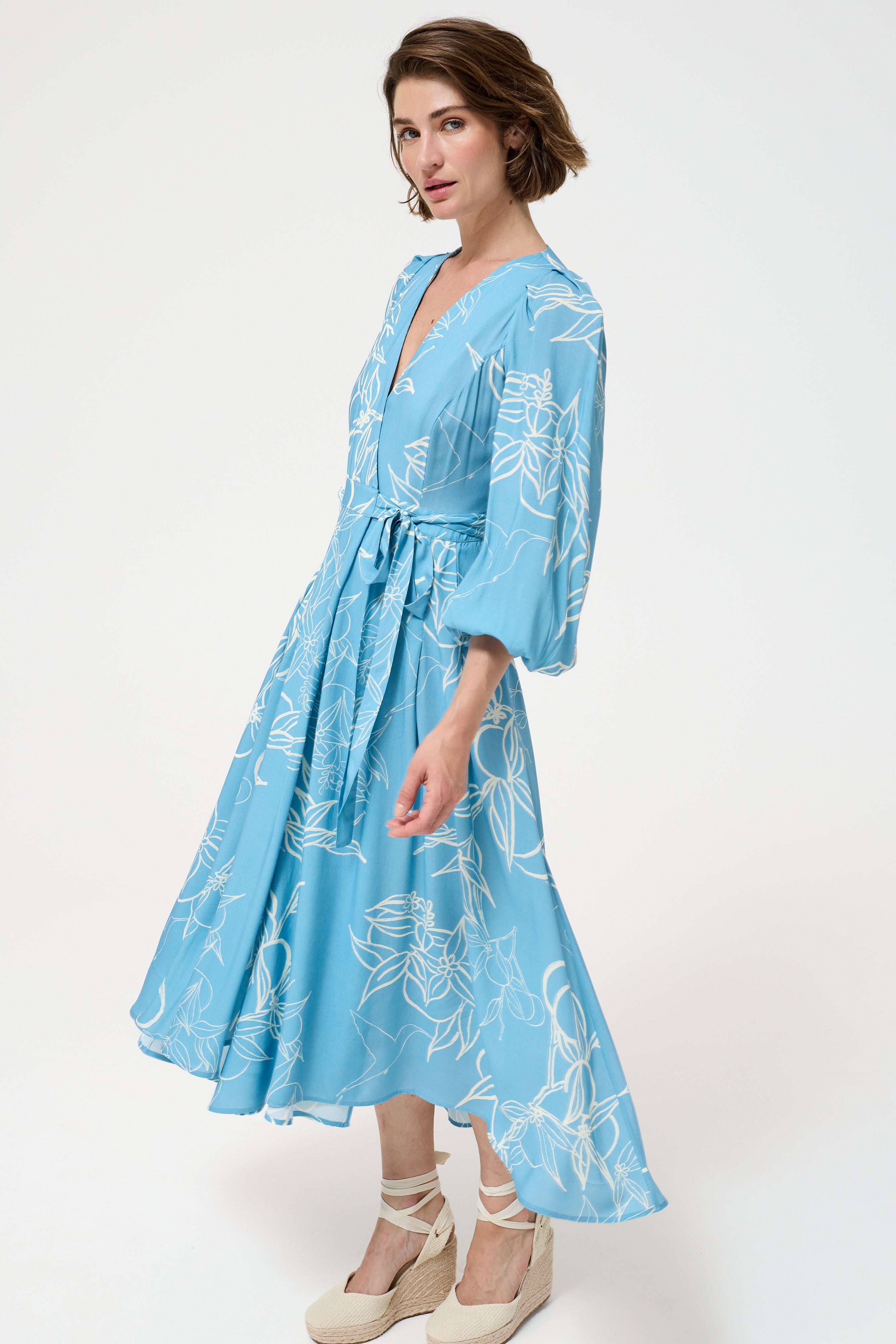 Leymah DRESS - Mono Blue Floral  | My Sweet Orange Tree |