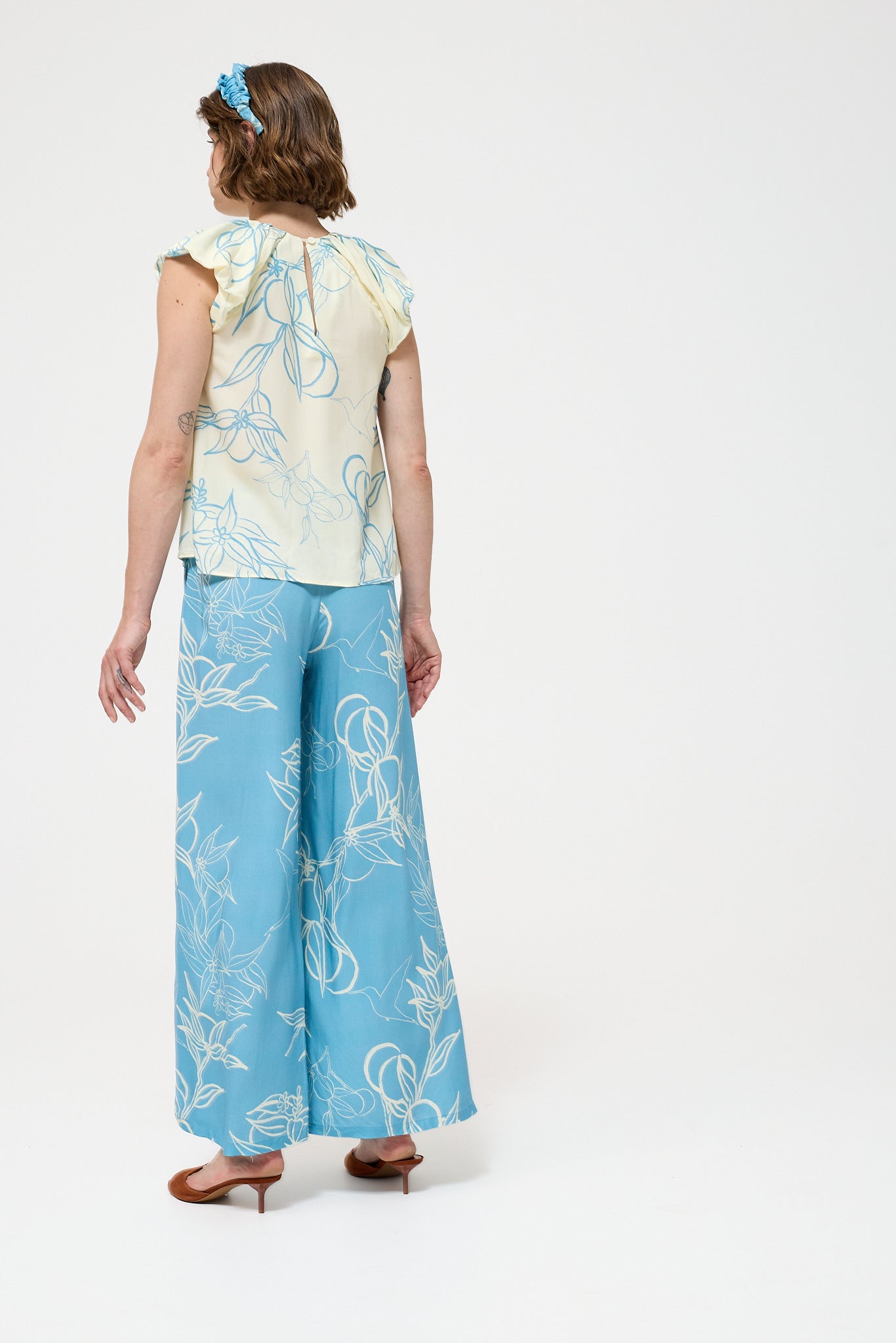 Ana TROUSERS - Mono Blue Floral | My Sweet Orange Tree |